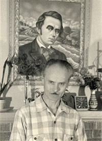 At home, in front of portrait of Taras Shevchenko, 1962