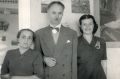At art  exhibition, with wife Maria (right) and artist Stefania Baziuk (left), Edmonton, 1950s